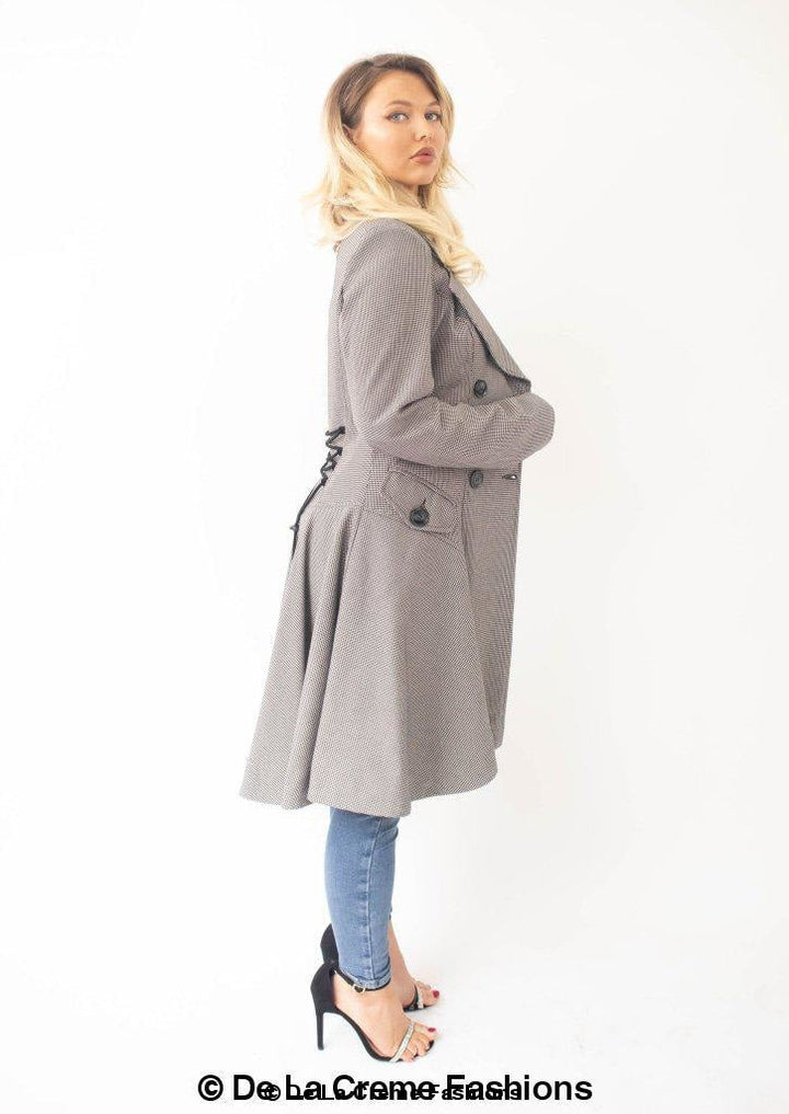 Vanessa Dogtooth Fit and Flare Mac Coat Rose Eleusis