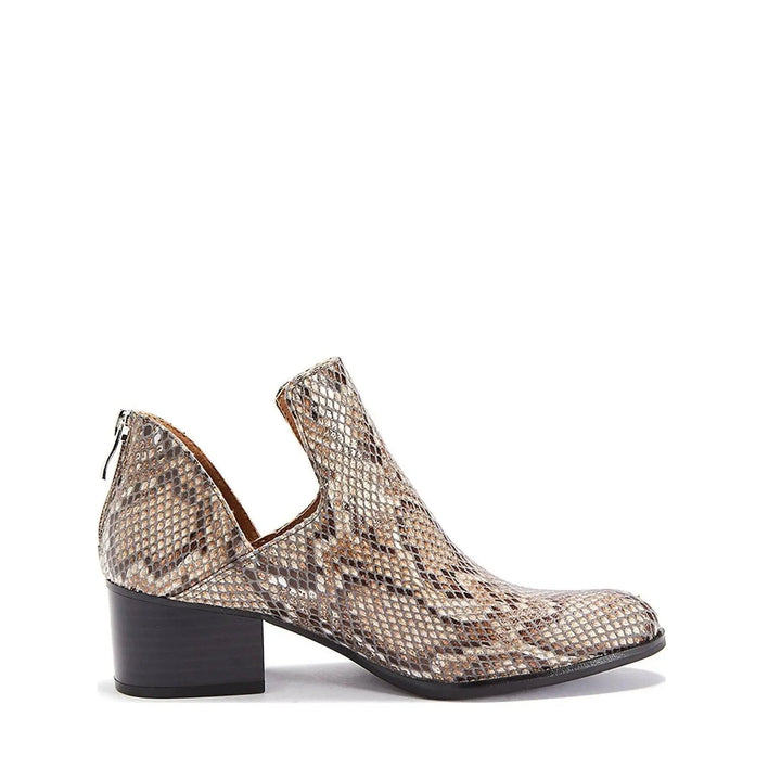 Chic Beige Snakeskin Fredricka Booties for Women with Comfy Low Heel (Size 7.5) Grey Coco