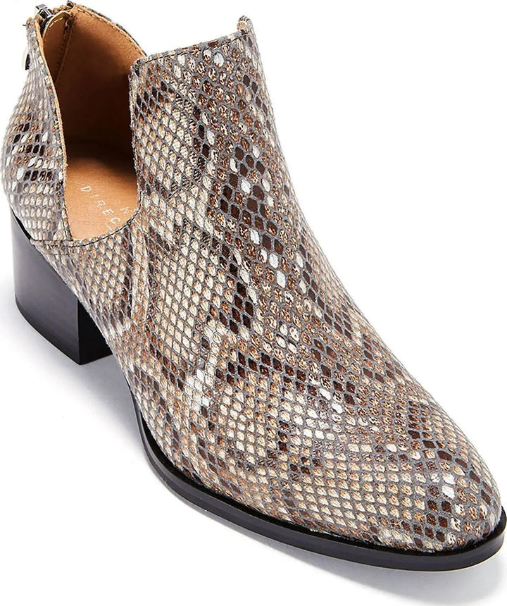 Chic Beige Snakeskin Fredricka Booties for Women with Comfy Low Heel (Size 7.5) Grey Coco