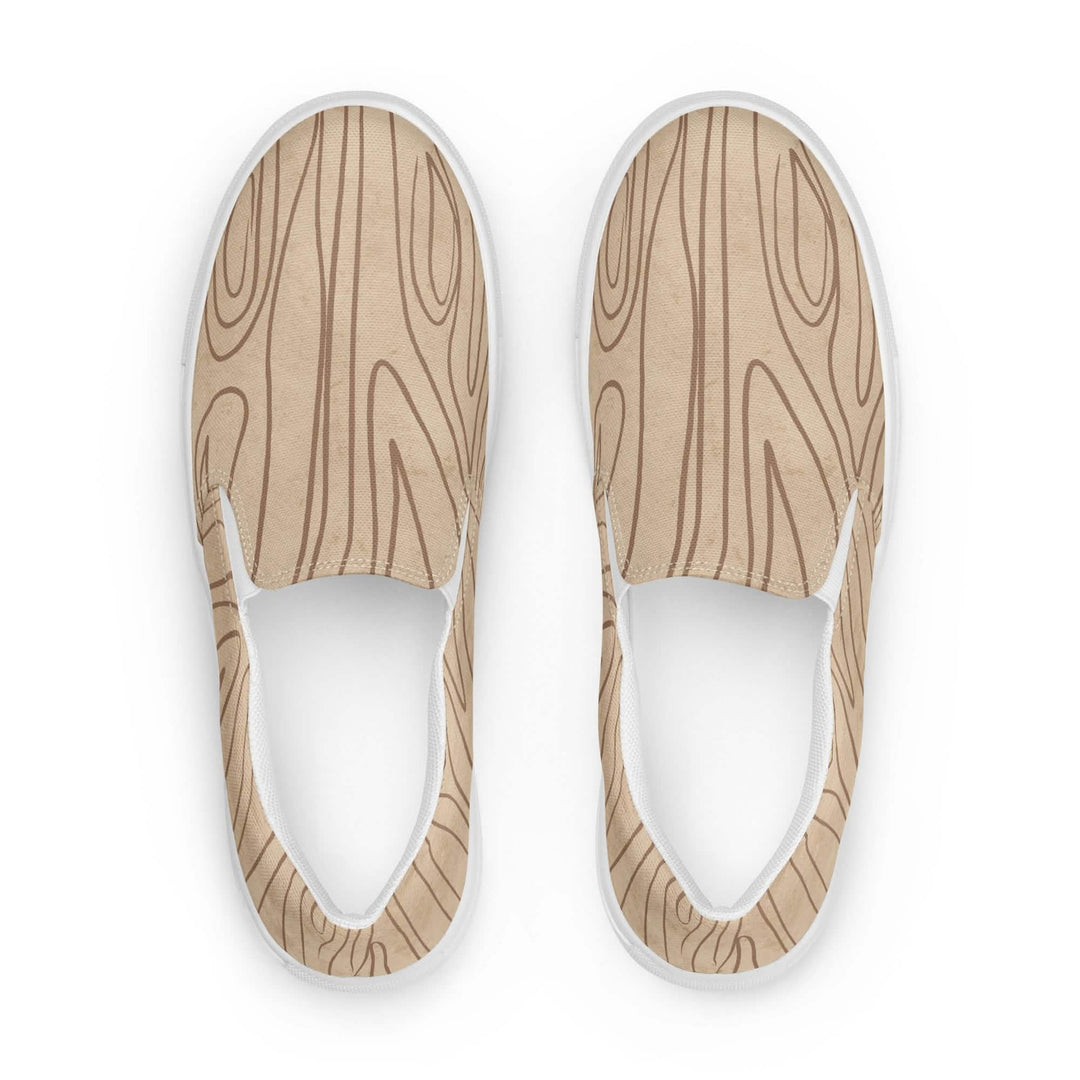 Womens Slip-on Canvas Shoes Beige And Brown Tree Sketch Line Art Grey Coco