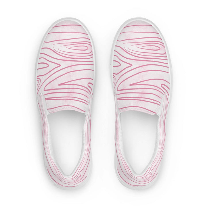 Womens Slip-on Canvas Shoes Pink Line Art Sketch Print Grey Coco