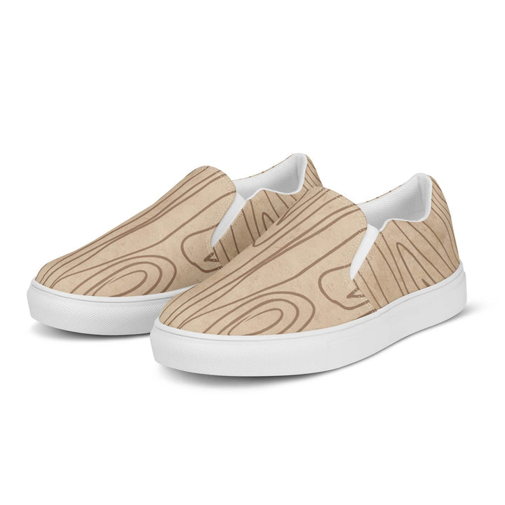 Womens Slip-on Canvas Shoes Beige And Brown Tree Sketch Line Art Grey Coco