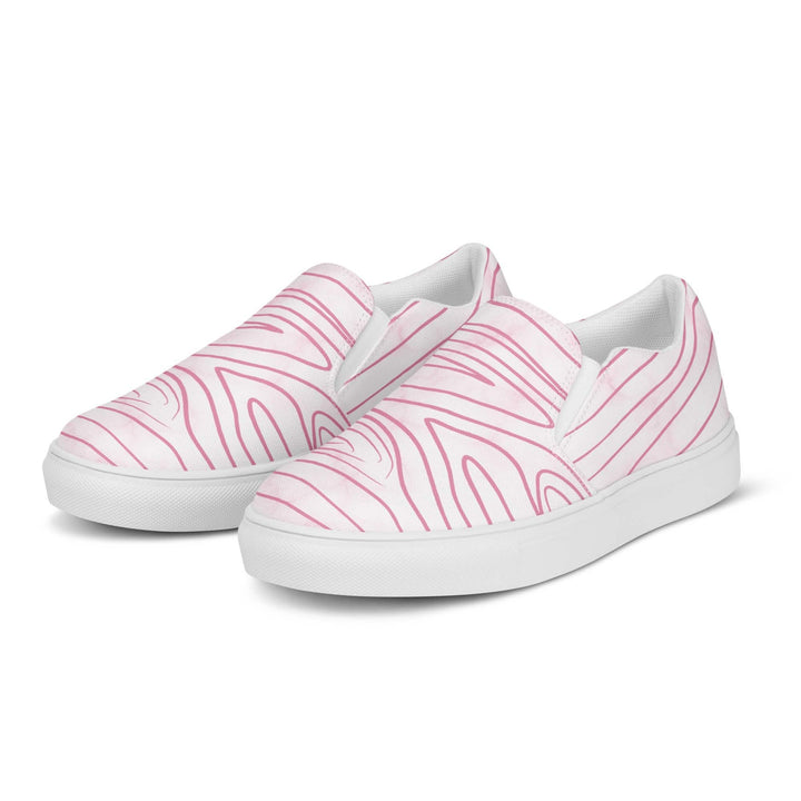 Womens Slip-on Canvas Shoes Pink Line Art Sketch Print Grey Coco