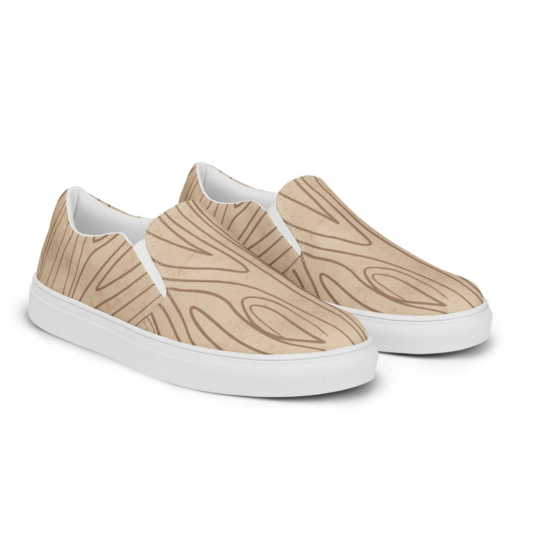 Womens Slip-on Canvas Shoes Beige And Brown Tree Sketch Line Art Grey Coco