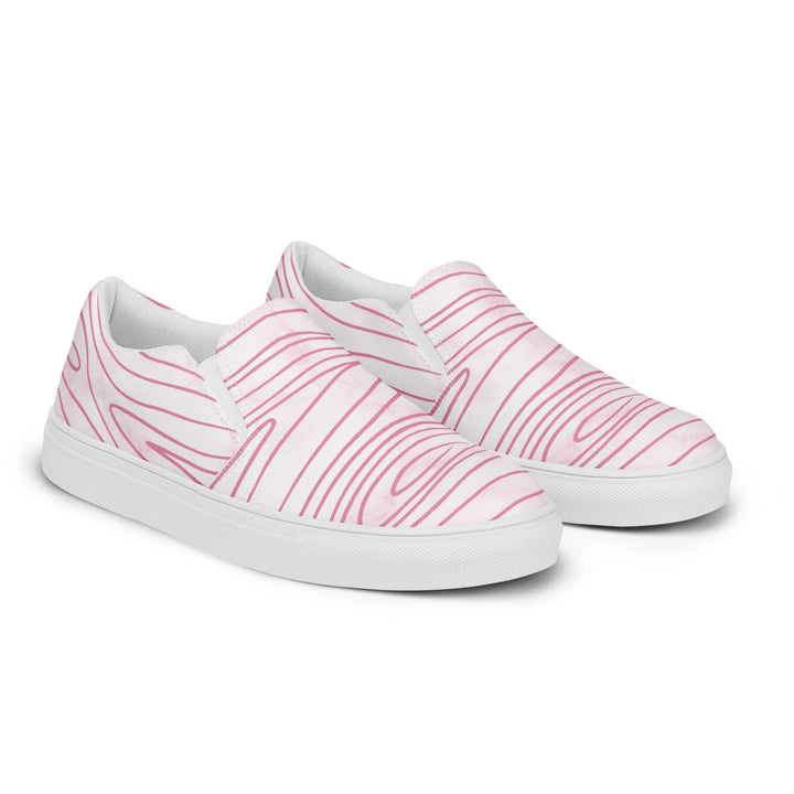 Womens Slip-on Canvas Shoes Pink Line Art Sketch Print Grey Coco