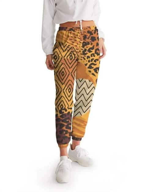 Women's Autumn-Inspired Brown Graphic Track Pants for Activewear Grey Coco