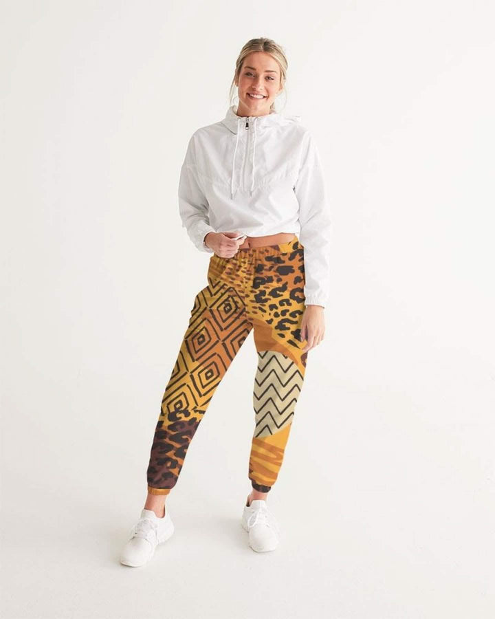 Women's Autumn-Inspired Brown Graphic Track Pants for Activewear Grey Coco