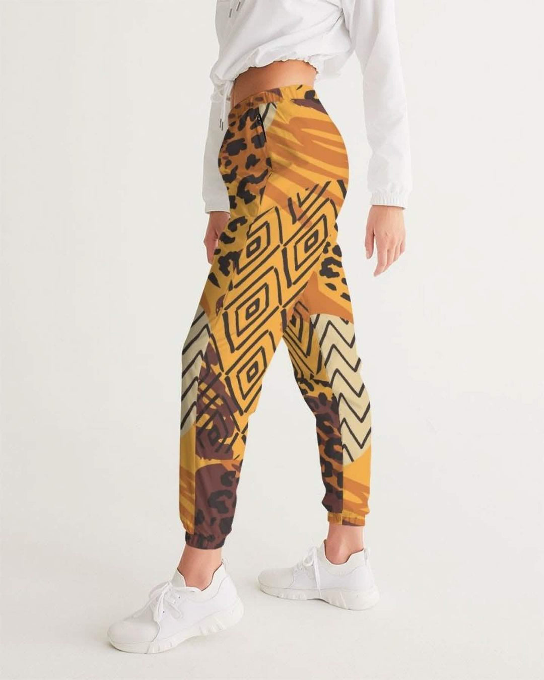 Women's Autumn-Inspired Brown Graphic Track Pants for Activewear Grey Coco