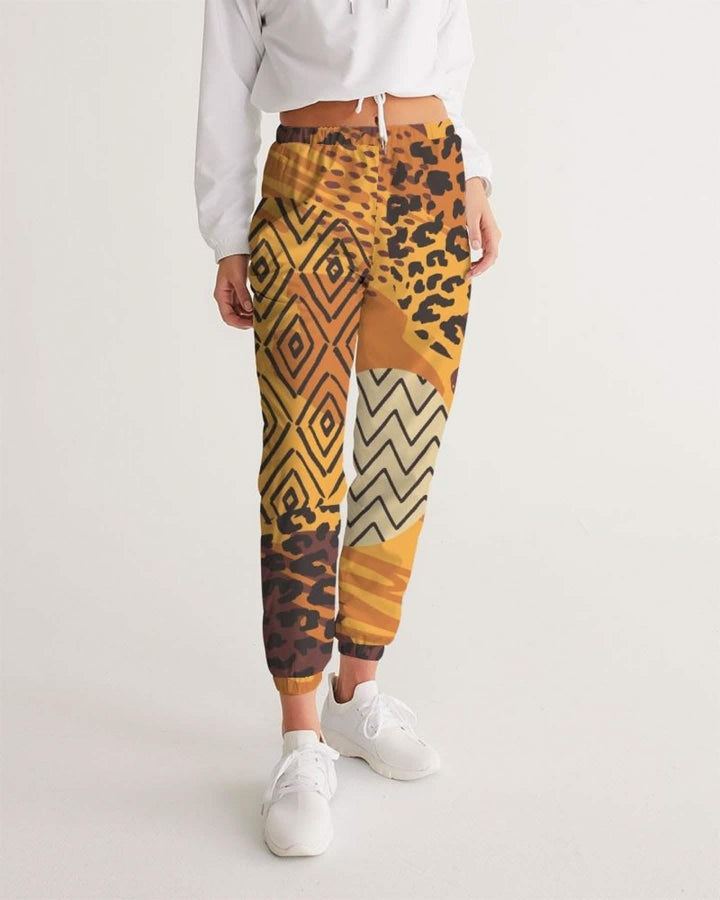 Women's Autumn-Inspired Brown Graphic Track Pants for Activewear Grey Coco