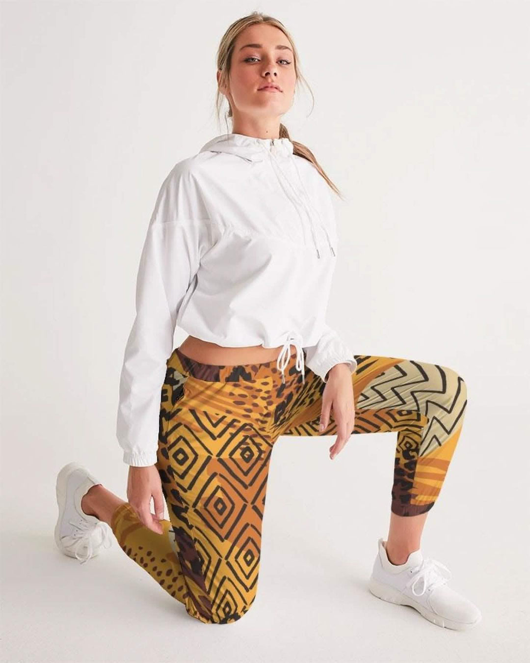 Women's Autumn-Inspired Brown Graphic Track Pants for Activewear Grey Coco