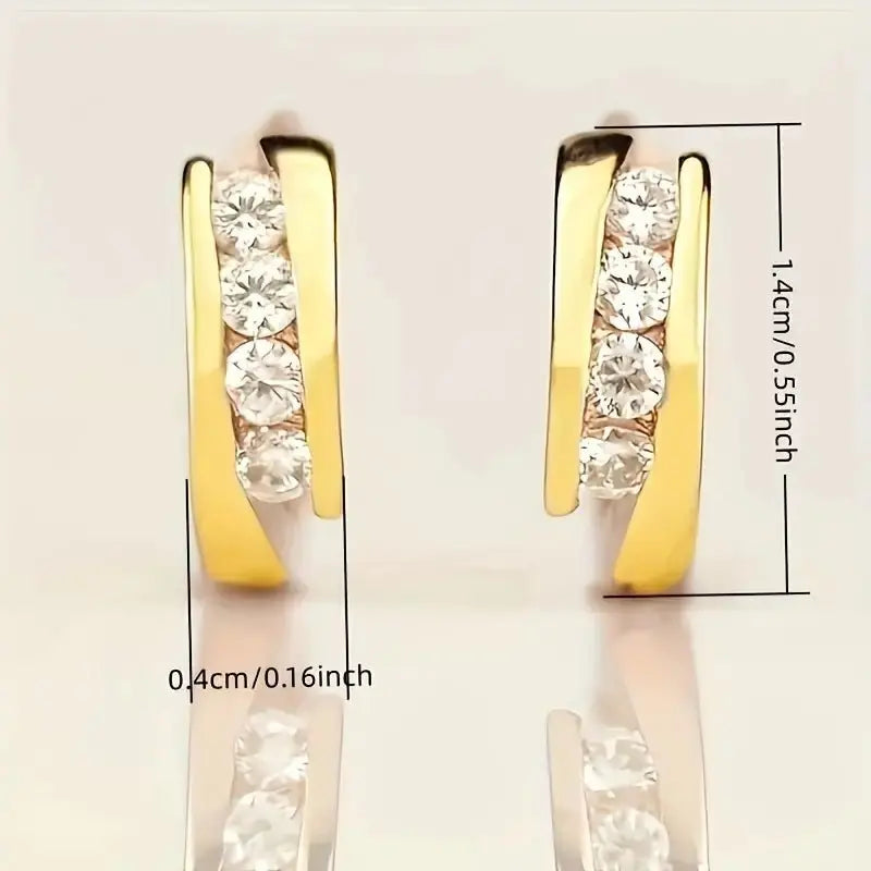 Unique Hoop Earrings 18K Gold Plated Jewelry Embellished With Zircon Elegant Simple Style Delicate Female Earrings